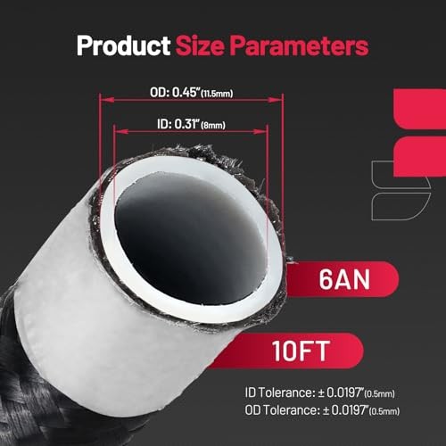 10FT 5/16" ID Fuel Line Kit 6AN Fitting Compatible with E85 Ls 6AN 10FT PTFE
