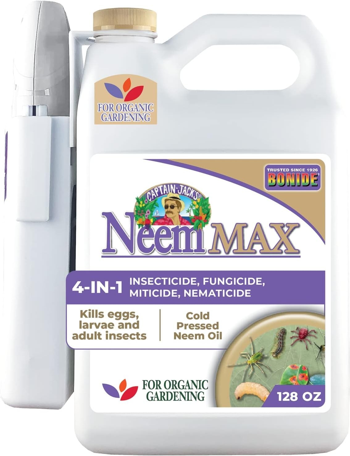 Captain Jack's Neem Max, 128 oz Ready-to-Use Spray Cold Pressed Neem Oil