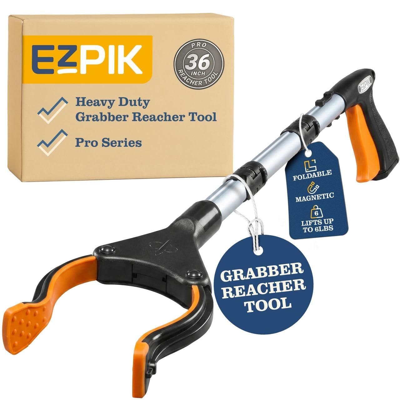 EZPIK Pro 36" Flexible Folding Grabber Tool for - 1 PK - SLV, Silver