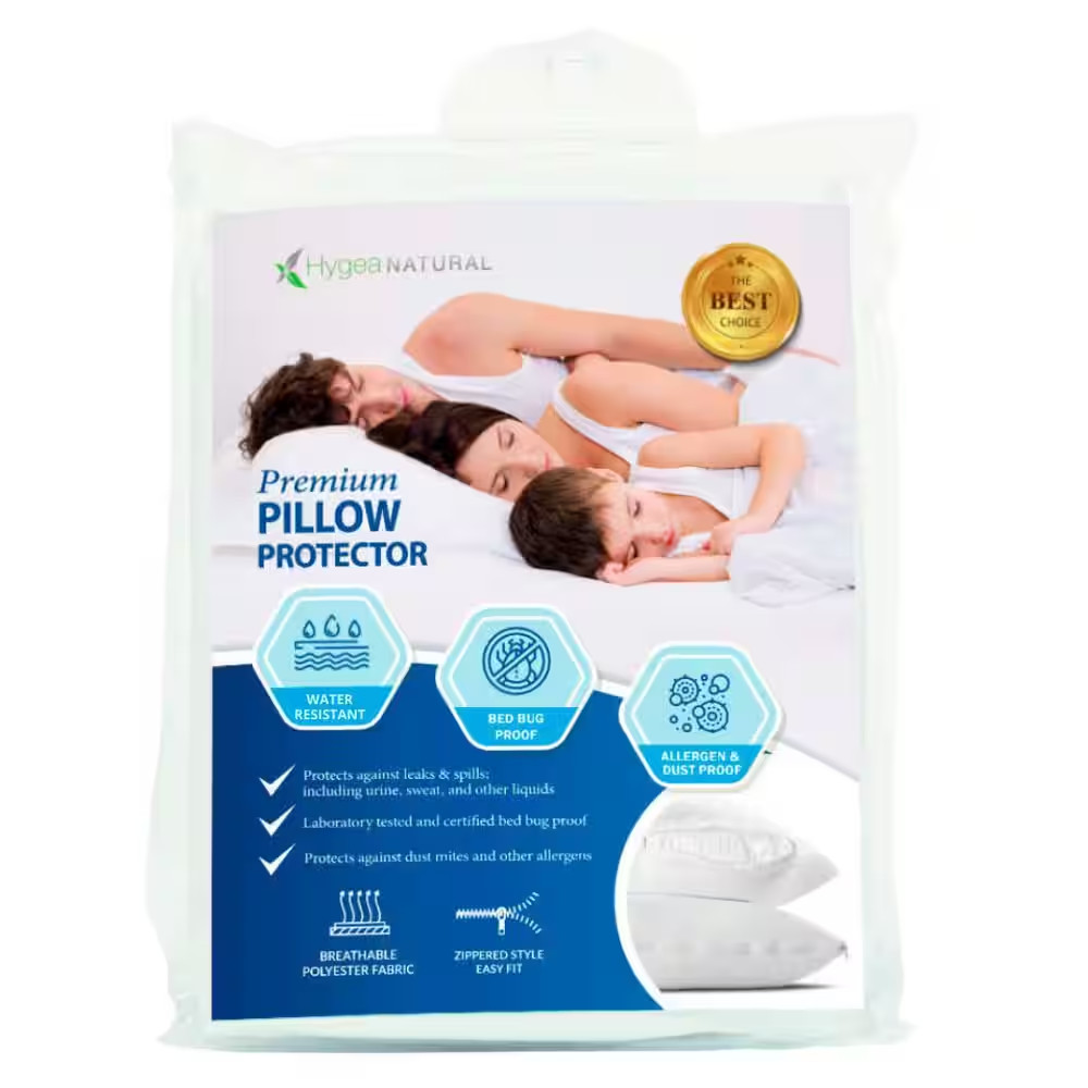 Premium Zippered Bed Bug Pillow Cover(Polyester) Standard Size, Washable, Water