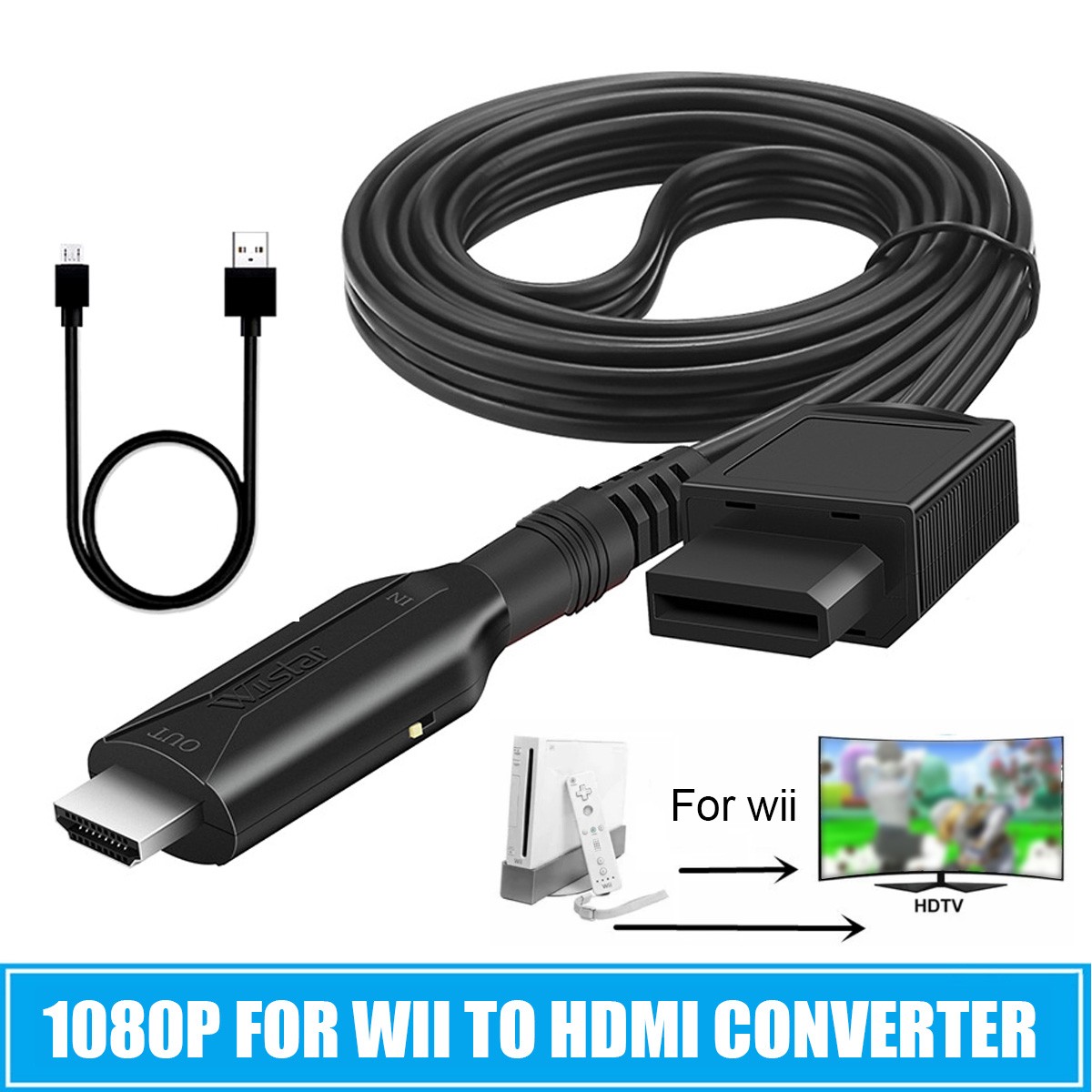 New Wii to HDMI Converter Cable for Nintendo Supports 720P/1080P No Lag No Setup