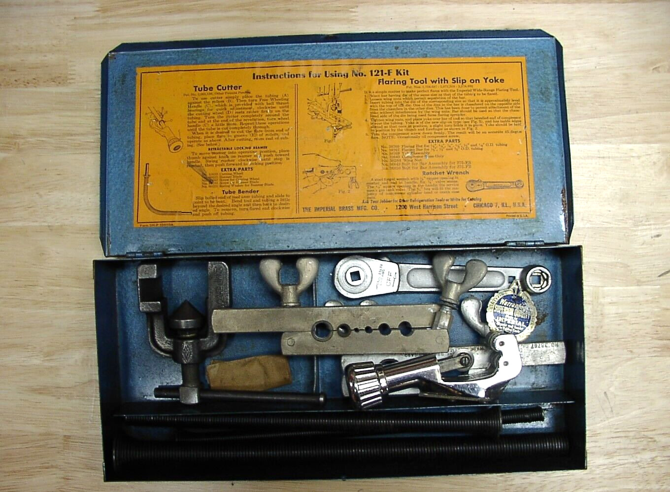 Vntg Imperial Eastman 121-F Tubing Tool Kit,Benders,Cutter,Flaring Tools, & Box