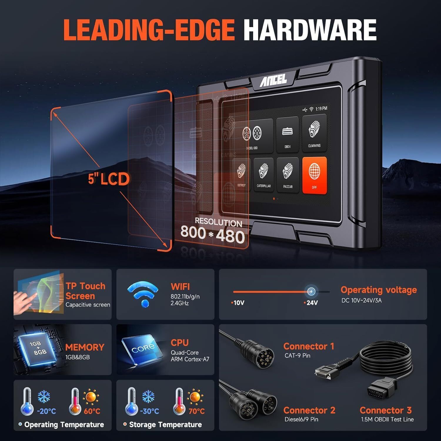 ANCEL HD3400 Heavy Duty Truck Scanner DPF Regen Diesel Code Reader Diagnostic