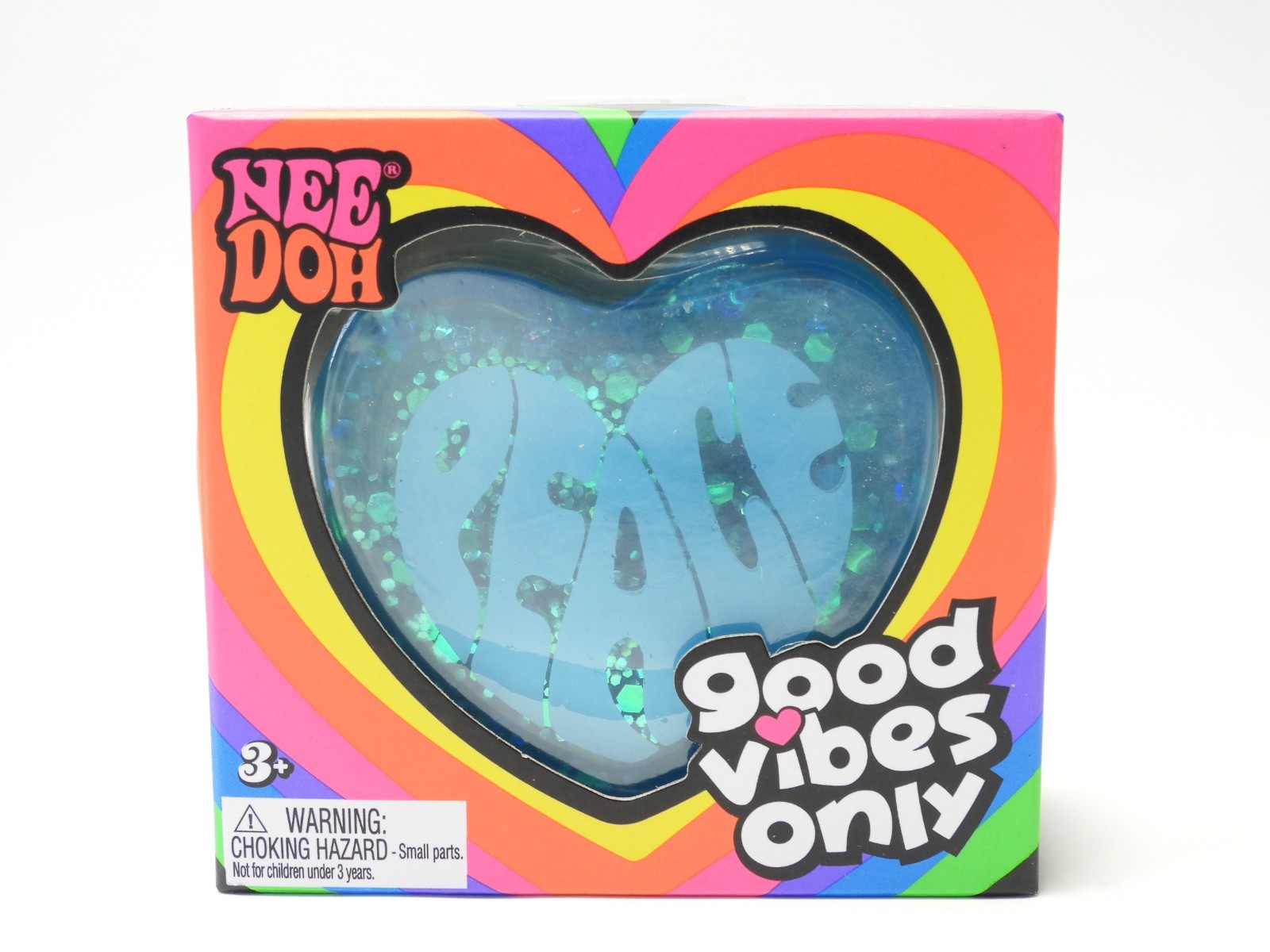 NeeDoh Good Vibes Only Heart Squeeze Toy Blue "PEACE" Nee Doh Fidget