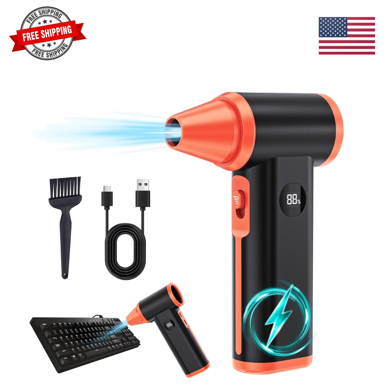 Compressed Air Duster Rechargeable Electric Air Duster for PC Keyboard Mini D...