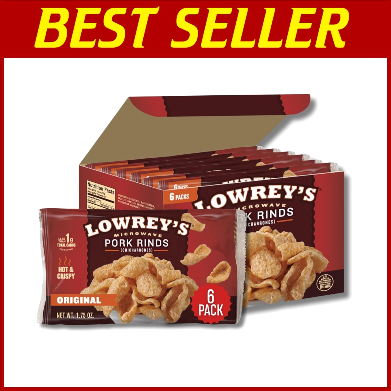 Microwave Pork Rinds,  Flavor, 6-Pack