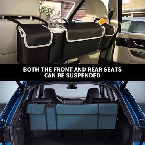Car Trunk Organizer, Backseat Hanging Large Storage with Adjustable Black