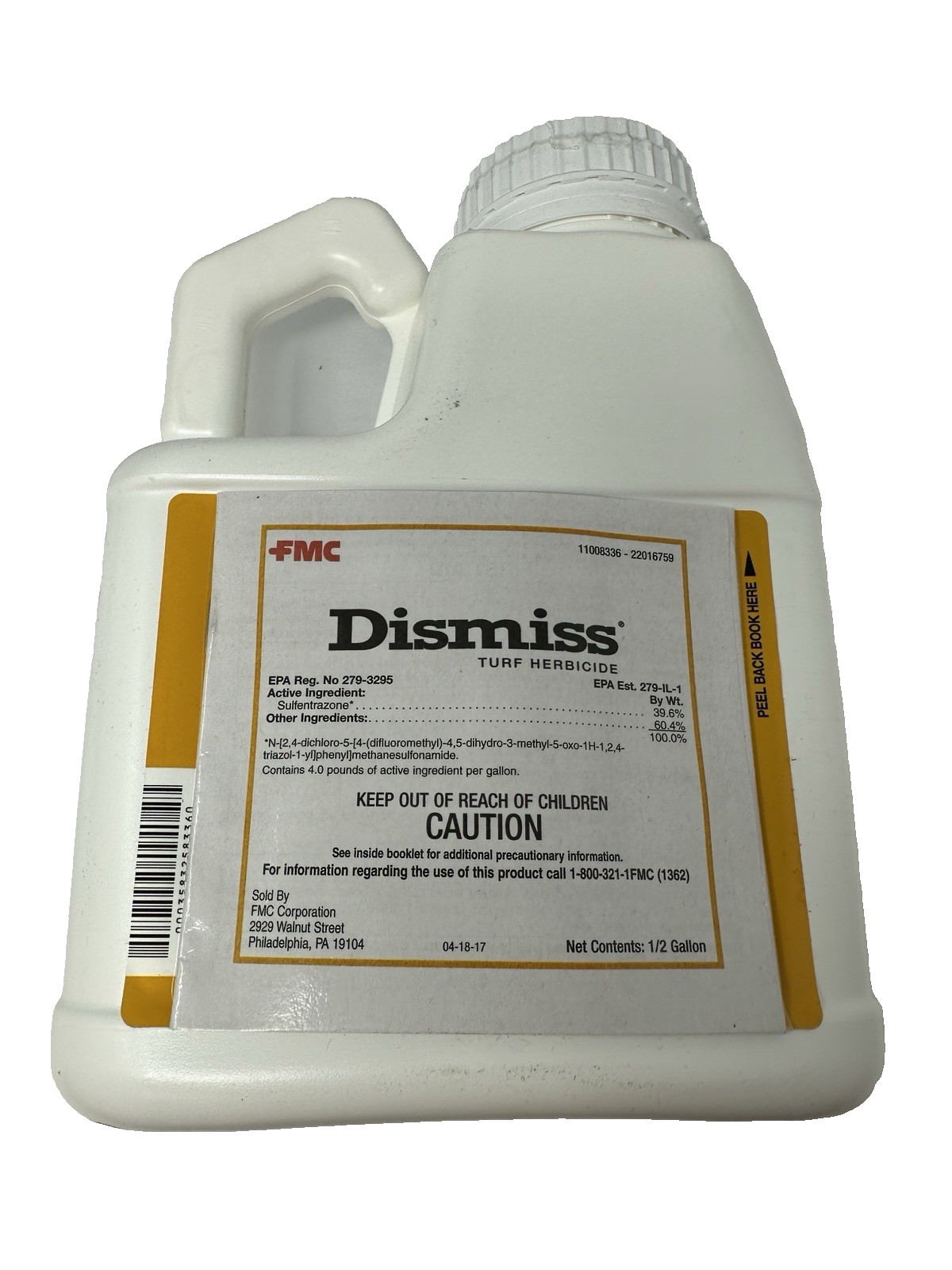1/2 Gallon of FMC Dismiss Turf Herbicide- 64 Fl Oz Bottle Fast Free Shipping!