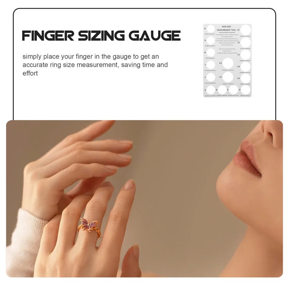 2 Pcs Ring Size Chart Finger Sizer Cardboard Measurement Manual Measuring Tool