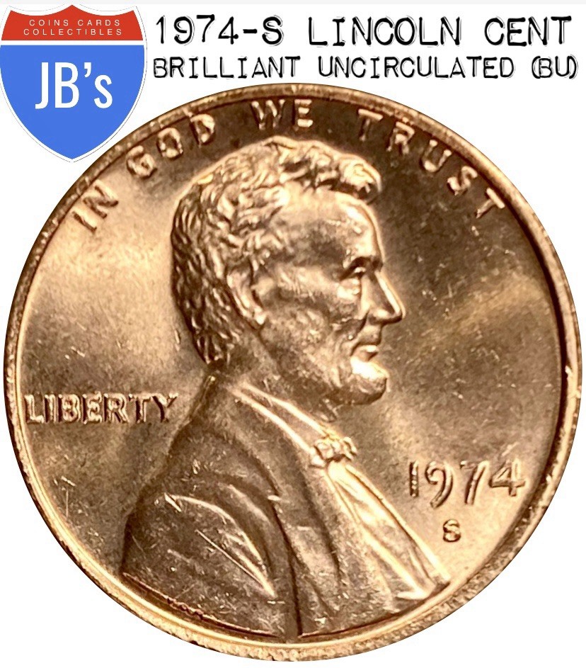 1974-S Lincoln Memorial Cent Penny 1c -  BRILLIANT UNCIRCULATED (BU)