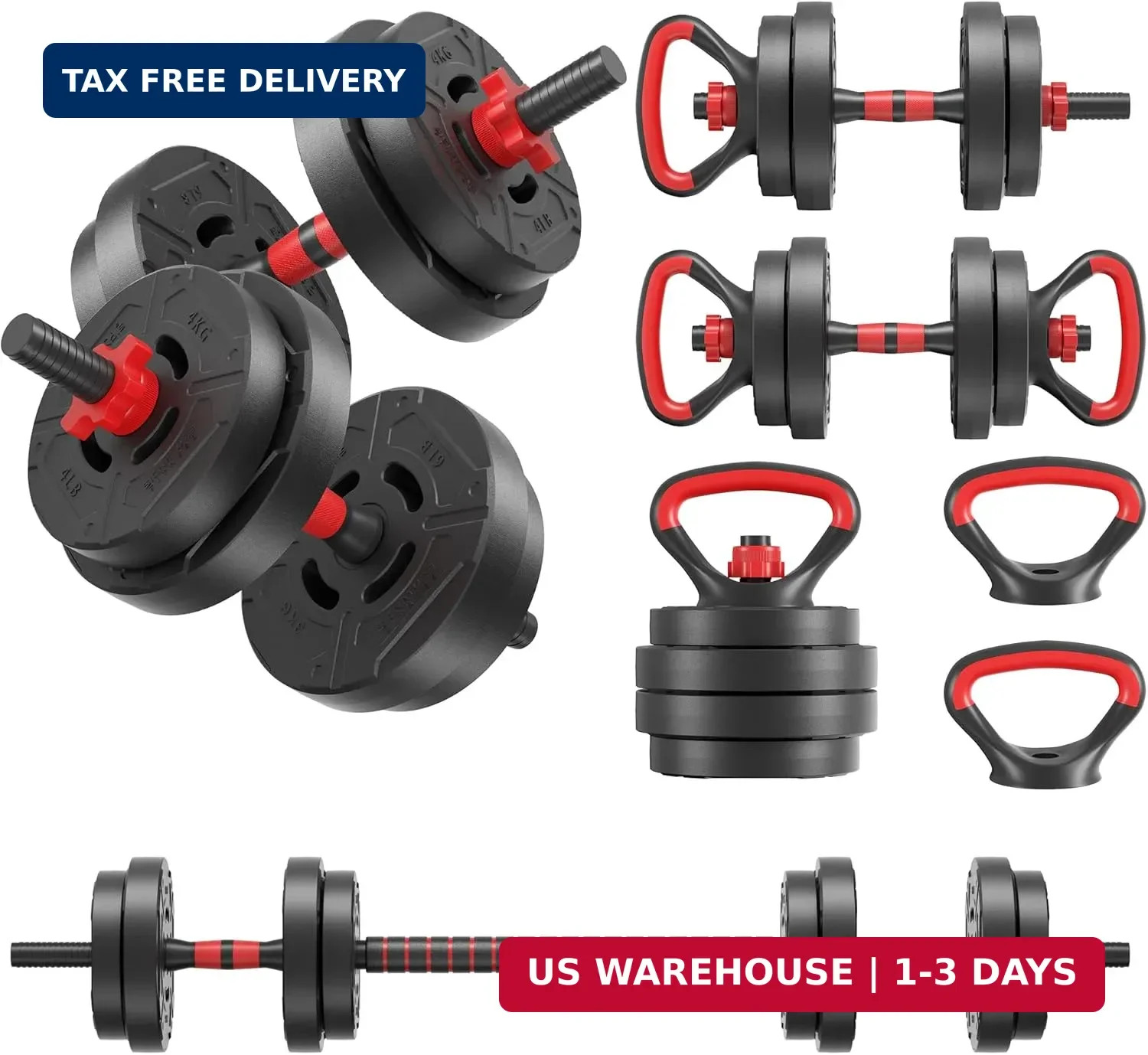 Adjustable Dumbbell Set, 40/60LBS Free Weight Set, Multi-Functional Port