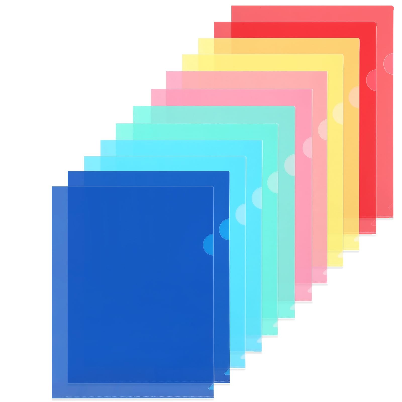 WOT I 12 Pack Clear Document Folders, Plastic Transparent Folders Copy Safe