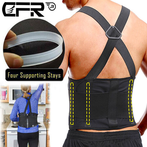 Heavy Duty Lift Lumbar Lower Back Waist Support Belt Brace Suspenders Work Sport