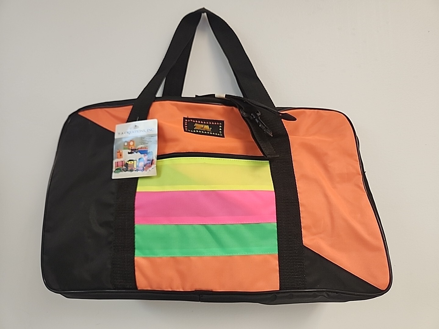 TA CREATIONS #436 NEW OLD STOCK NEON   VTG 80s Duffle Bag  Nylon Travel Gym 20"
