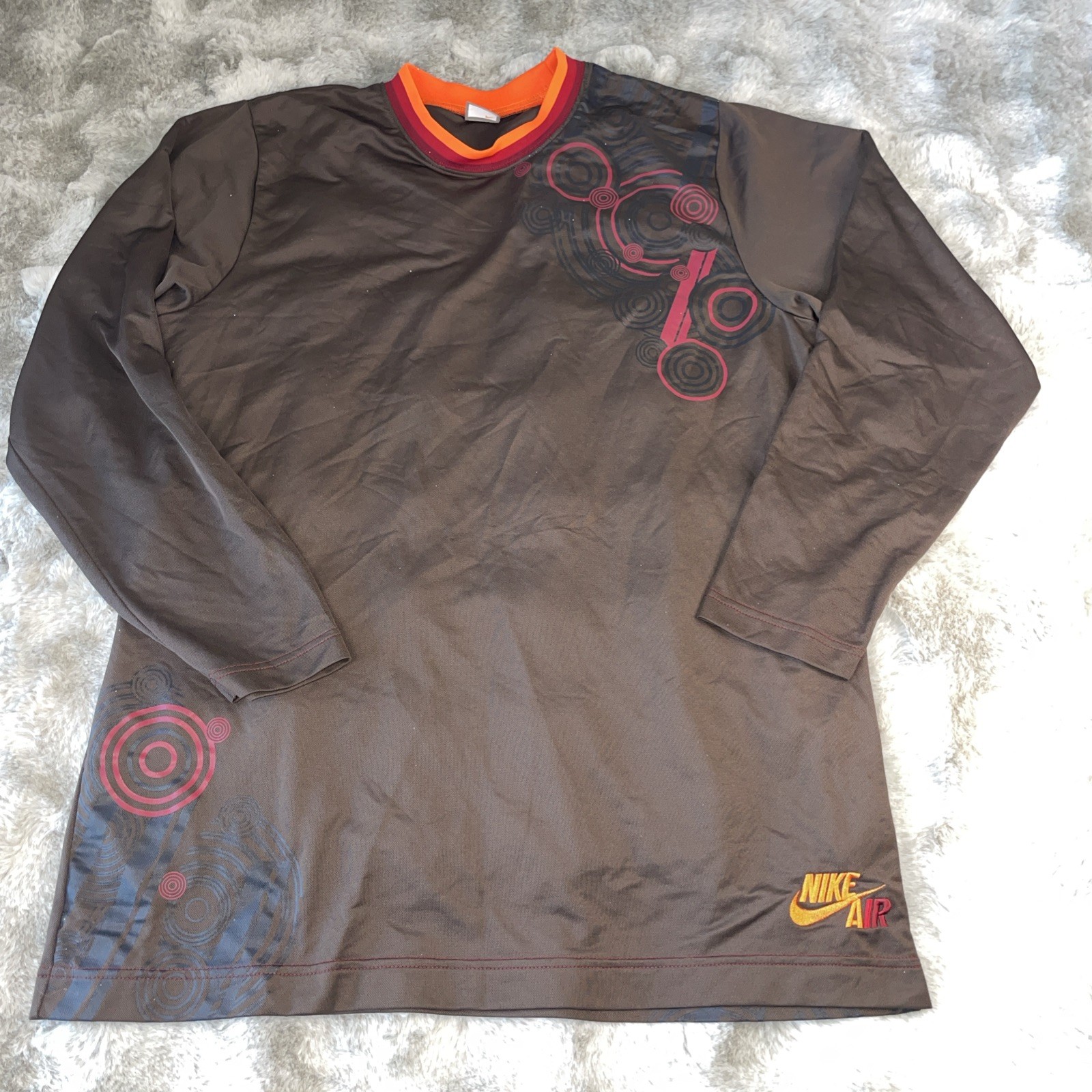 Men's Nike Air Basketball Shirt Dark Brown w/Cool Graphics Sz XLarge MINT!