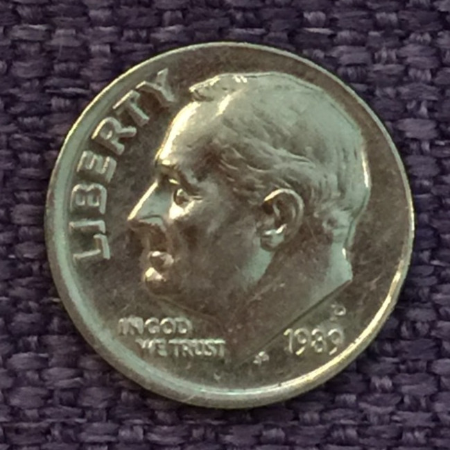 1989 P Roosevelt dime, actual coin in picture  free S/H