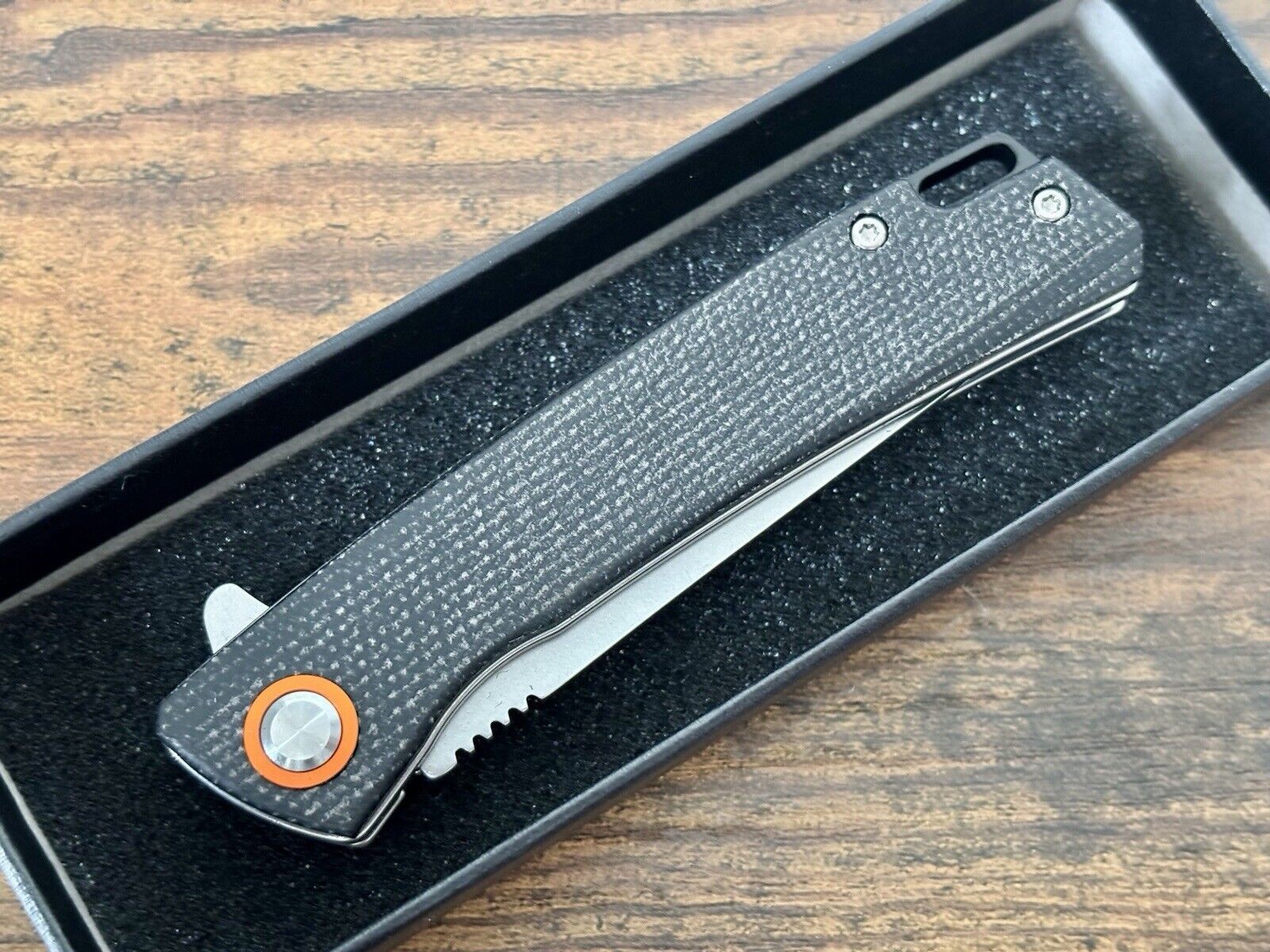 7” Pocket Knife High Quality D2 Steel Ball Bearing Micarta Handle Black Smooth