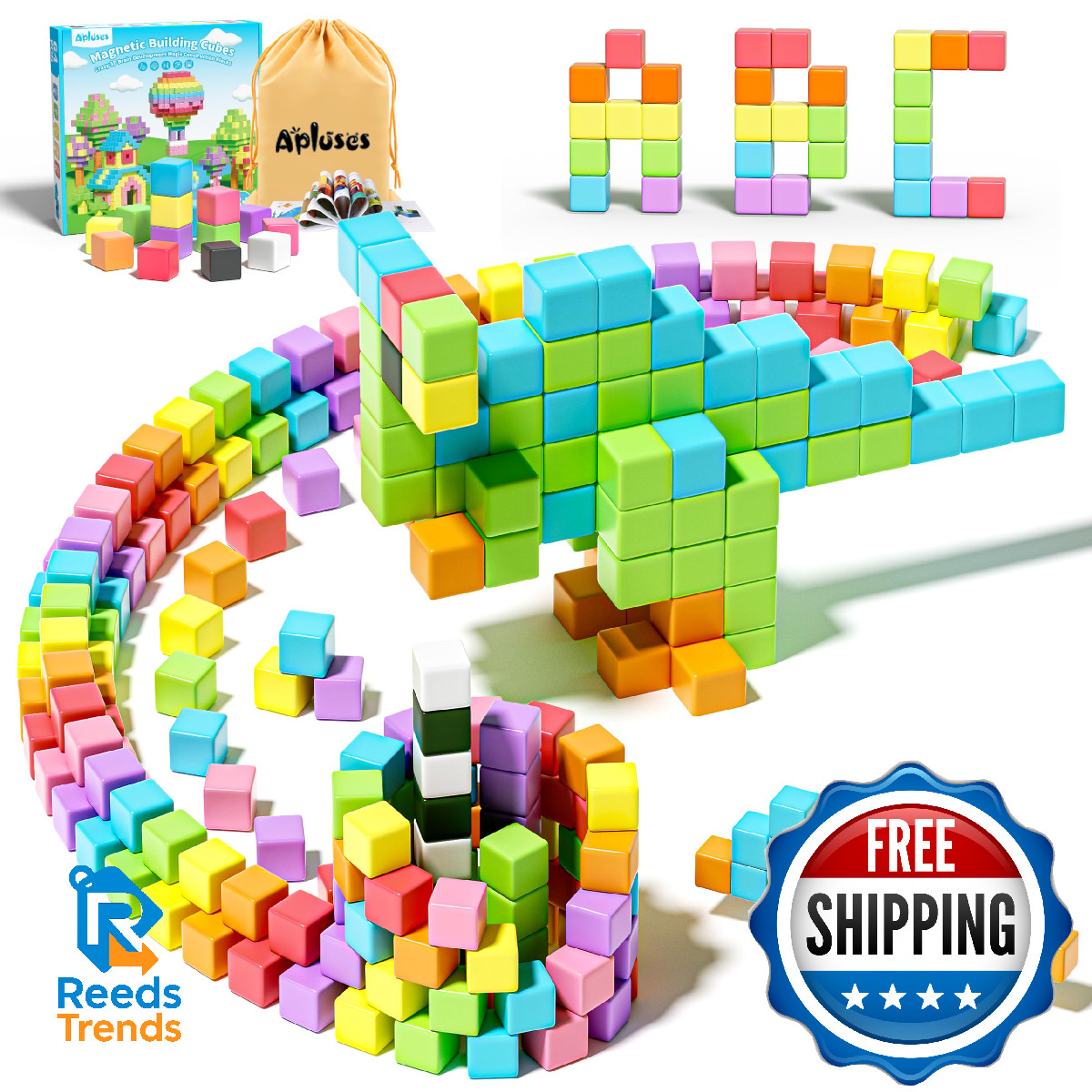Apluses Magnetic Blocks, Magnet Building Cubes for Toddlers, Classroom Must Have