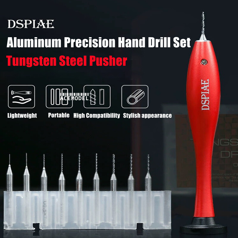 DSPIAE Micro Aluminum Hand Drill HSS 0.3-1.2mm Bits fr Gundam Precision Modeling