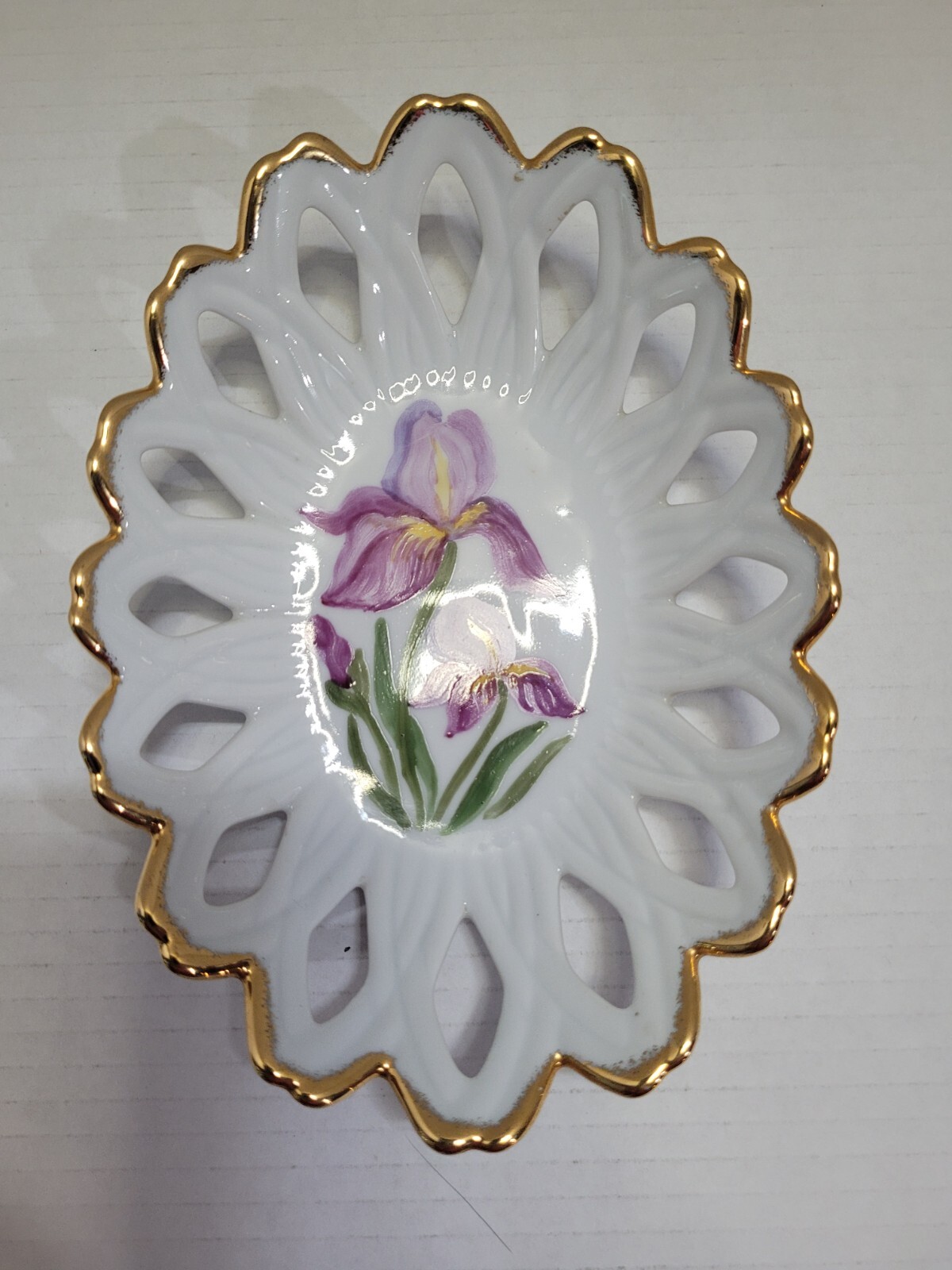 Trinket Dish Candy Dish Marked "SCXC CLUB MADE IN ROMANIA" With Floral Design