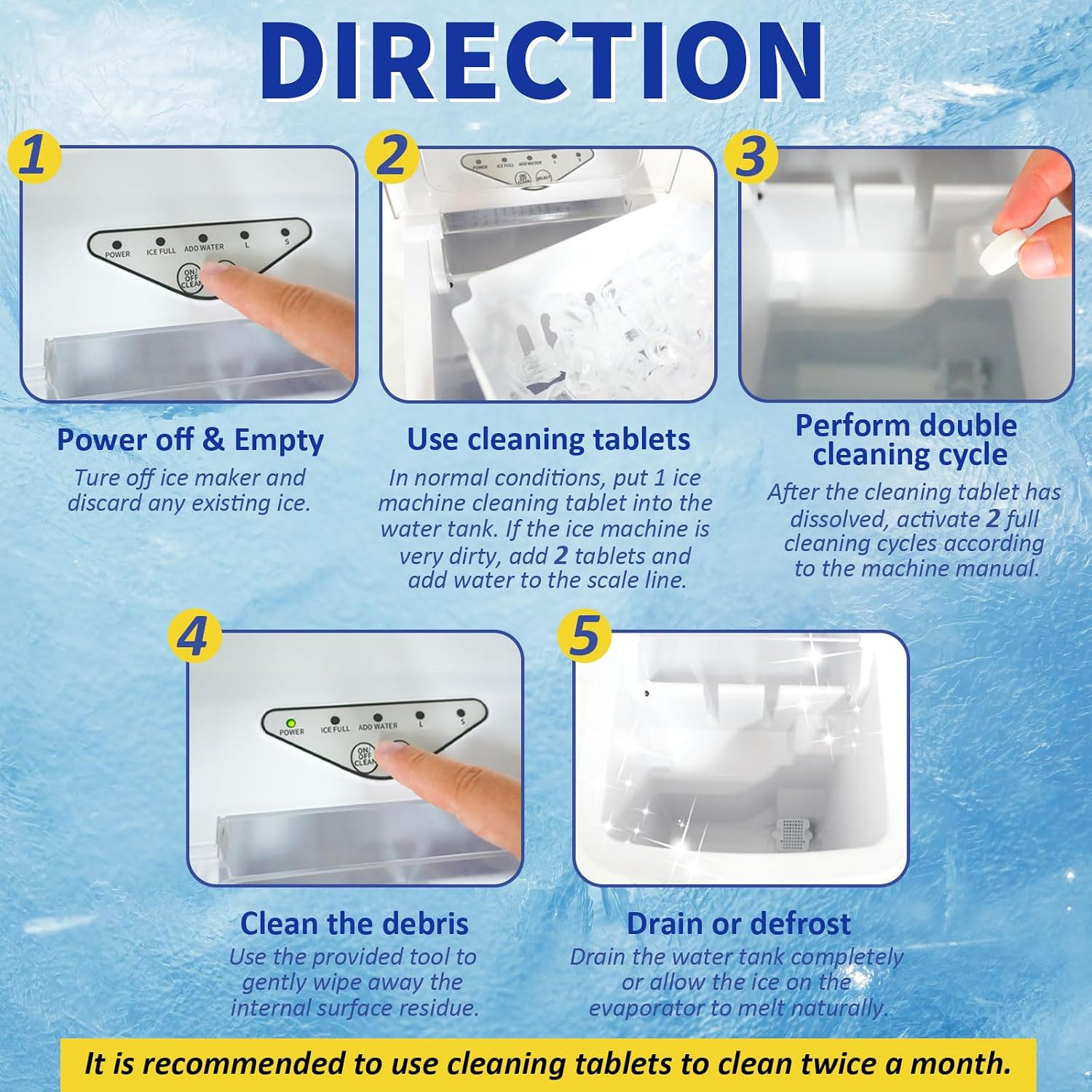 Ice Machine Cleaner Maker and Descaler - 24 Ice Maker Cleaner Tablets Compatible