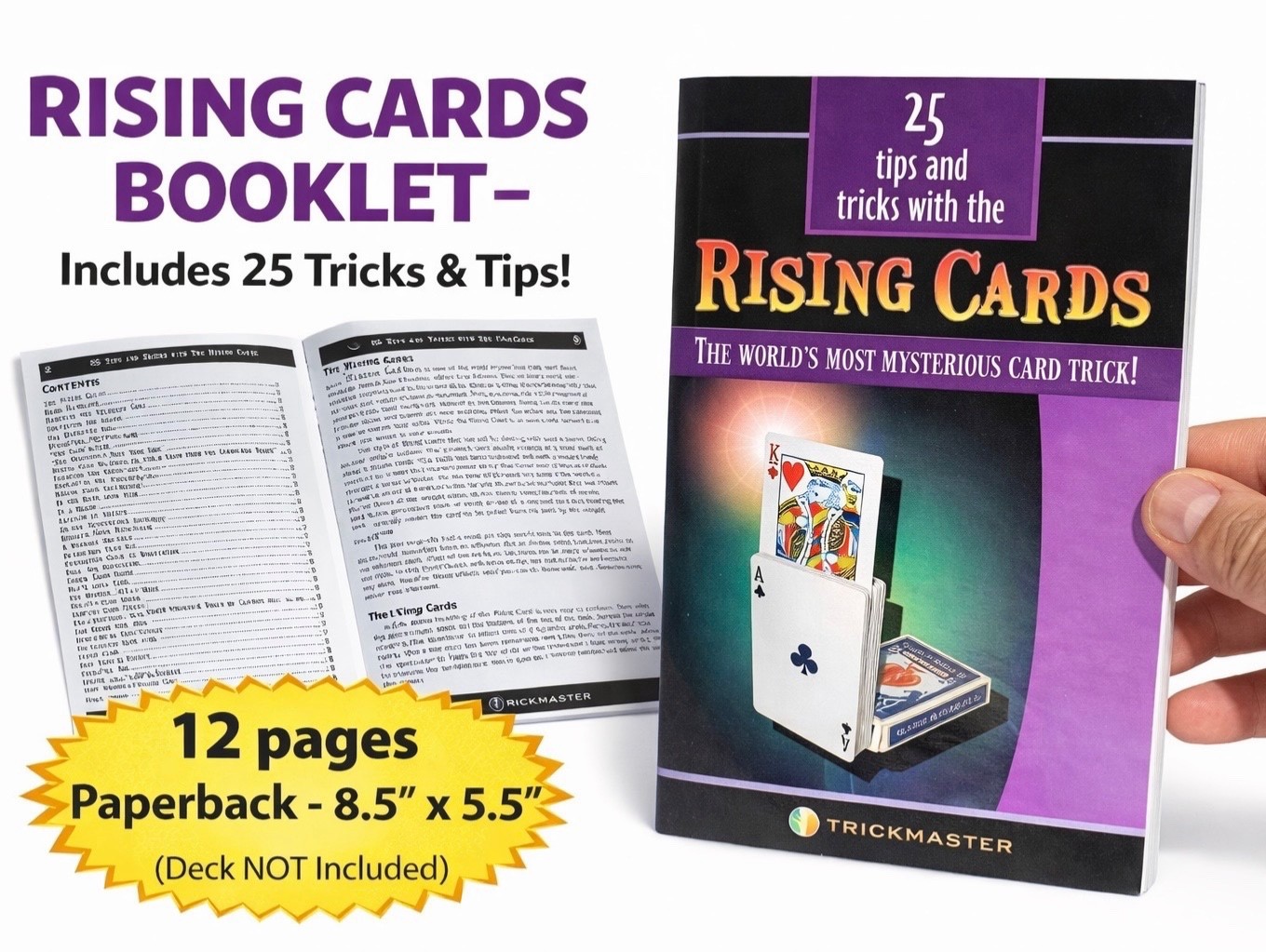 25 MAGIC TIPS & TRICKS WITH RISING CARDS BOOKLET How To Rise Playing Deck Book