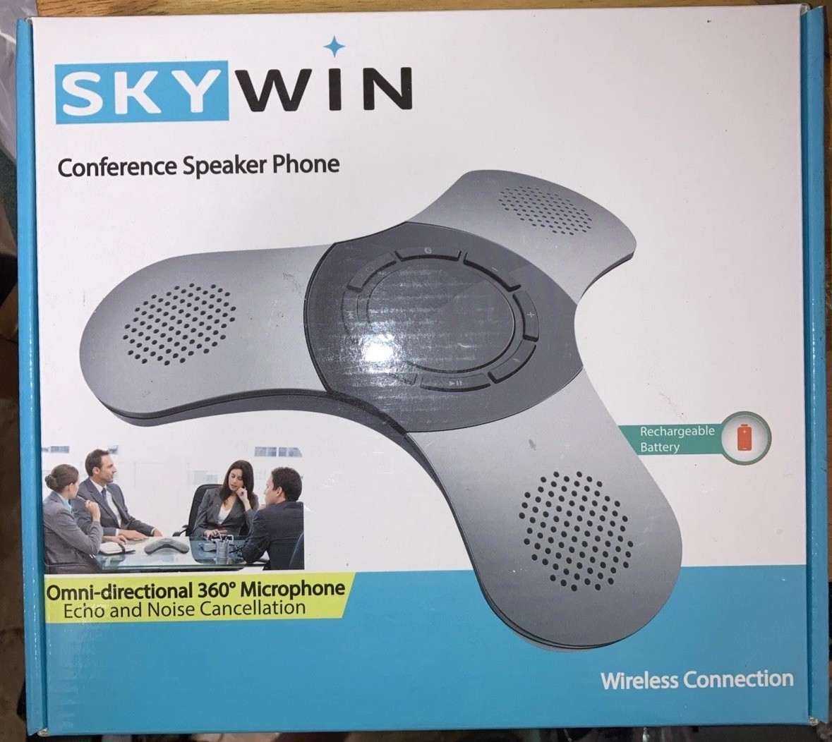Skywin Wireless Conference Speaker With Microphone 360 Voice Clarity Usb NEW