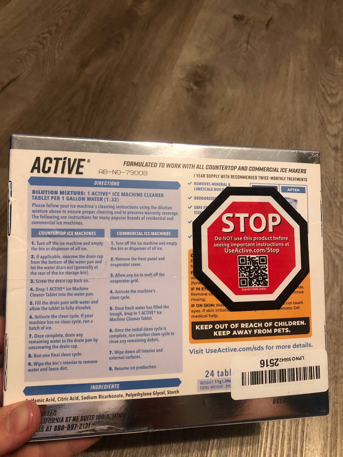 Active - ICE Machine Cleaner - 24 Pack - 12 Month Supply - SEALED NEW
