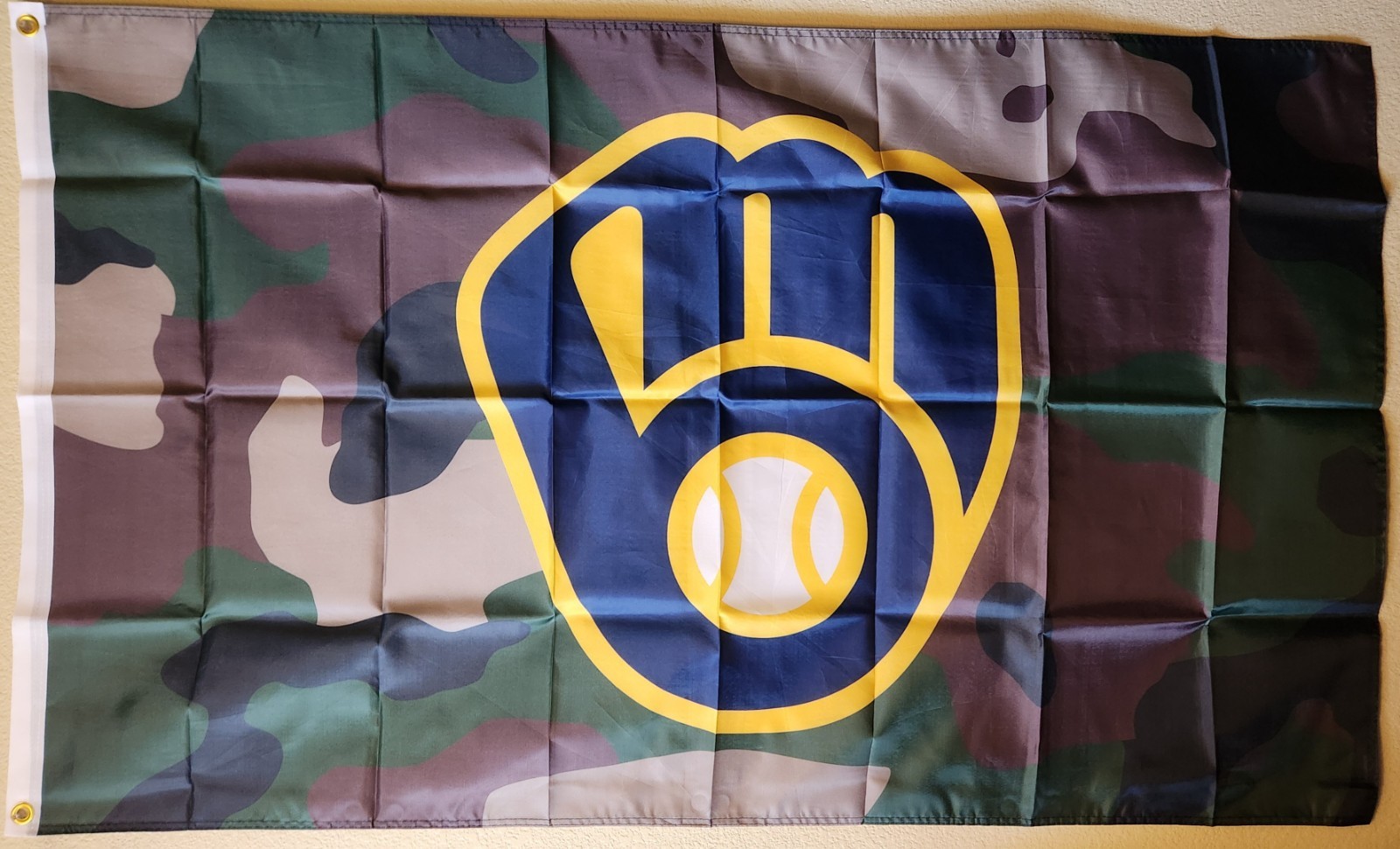 Milwaukee Brewers Camo Woodland Camouflage MLB Baseball Flag 3x5Ft W/ Grommets