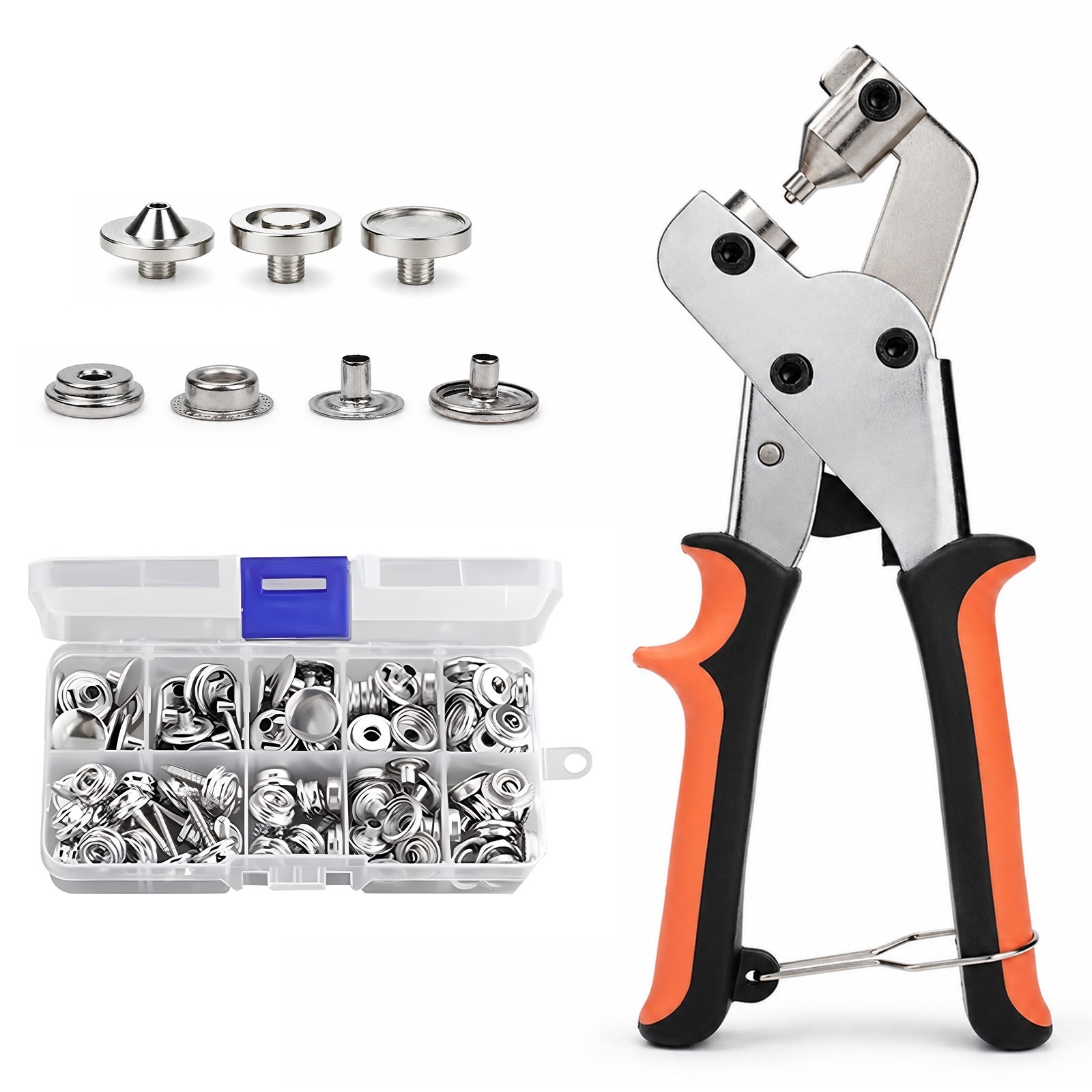 Snap Fastener Tool Kit 200pcs Marine Canvas Repair Plier Heavy Duty Grommet