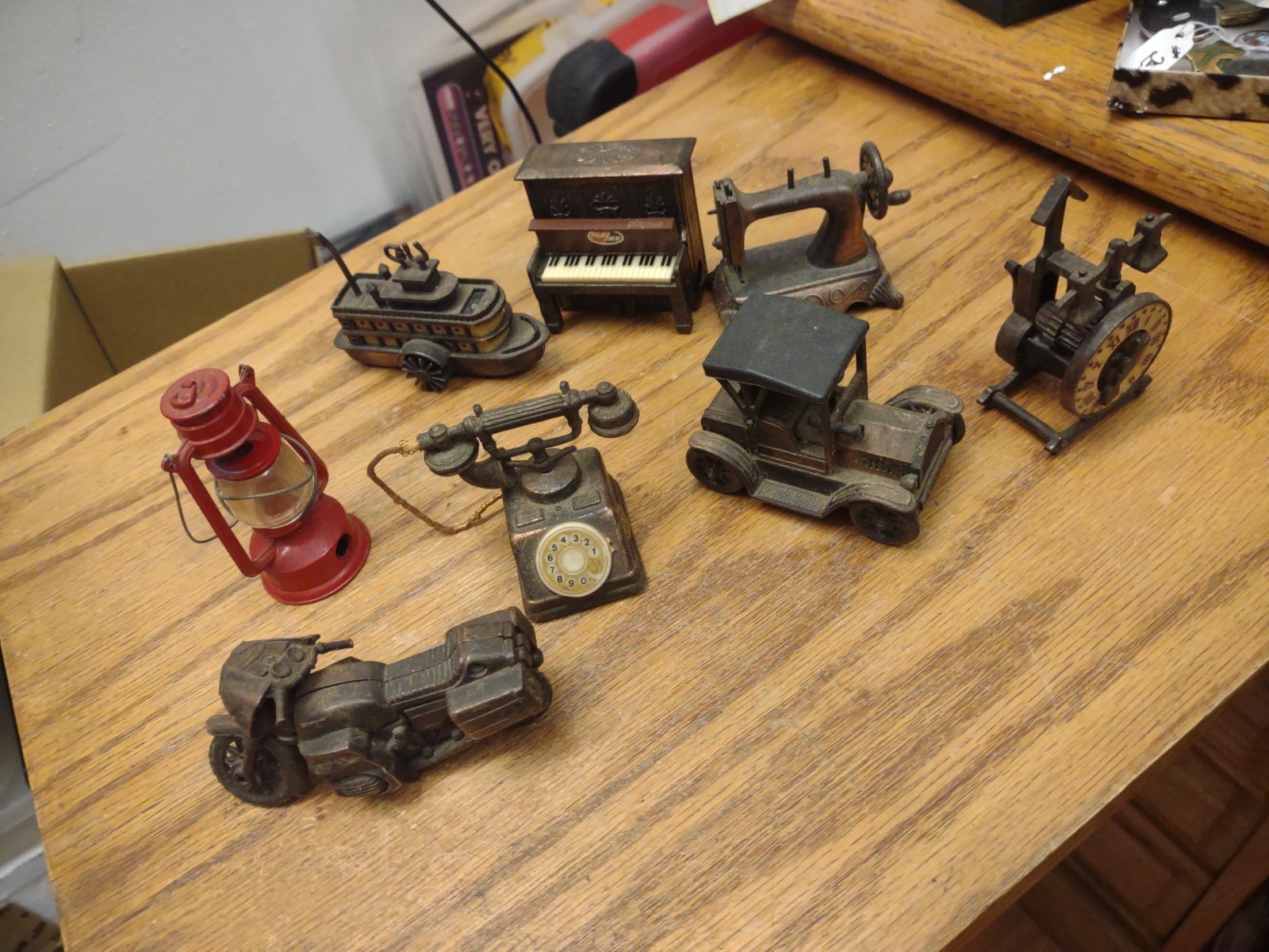 Vintage Bronze Metal World Globe Play Me Pencil Sharpeners Lot 8 Pcs