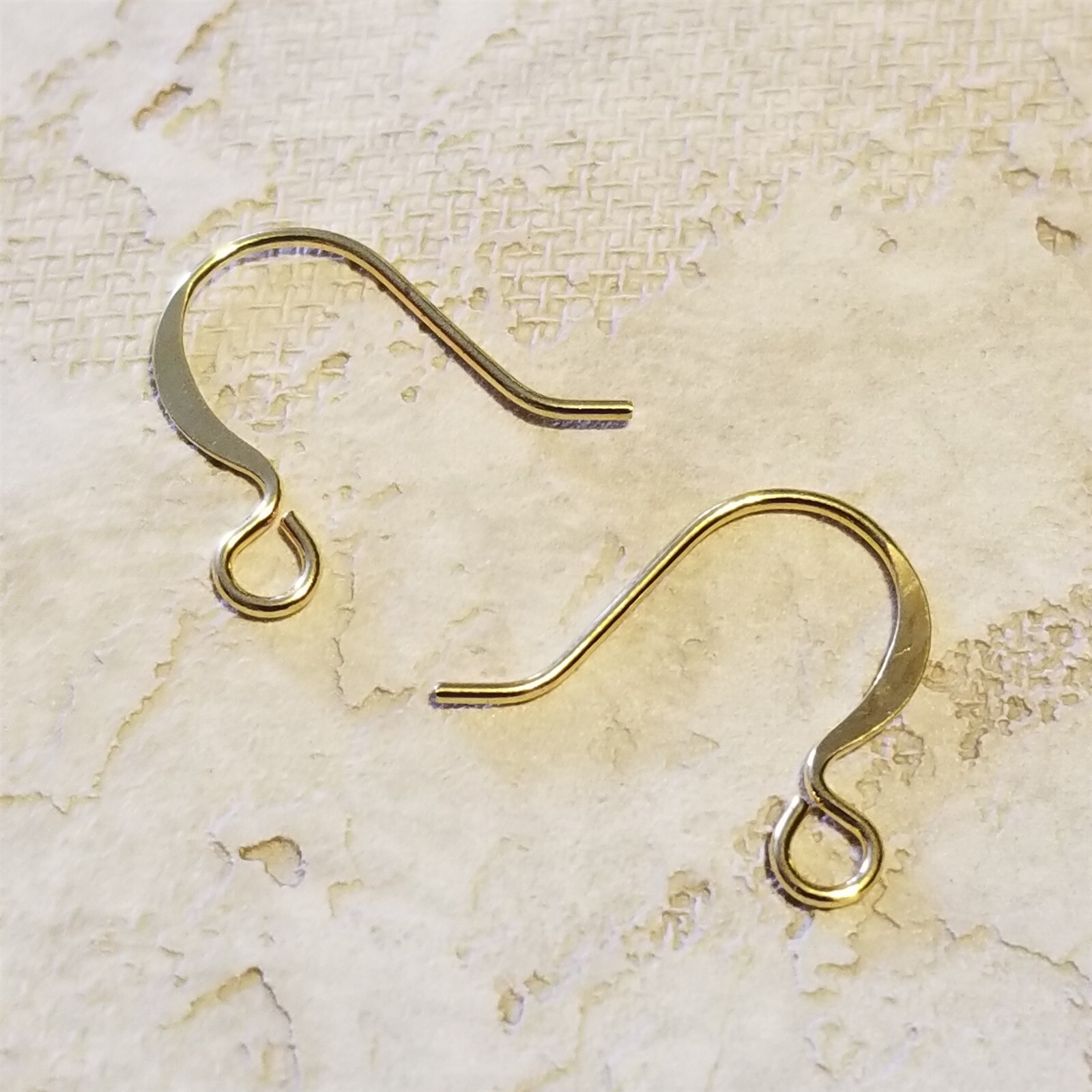 Gold 14K Plated Minimalist Flat Fishhook Earwires Earring Hooks Findings 2 pcs