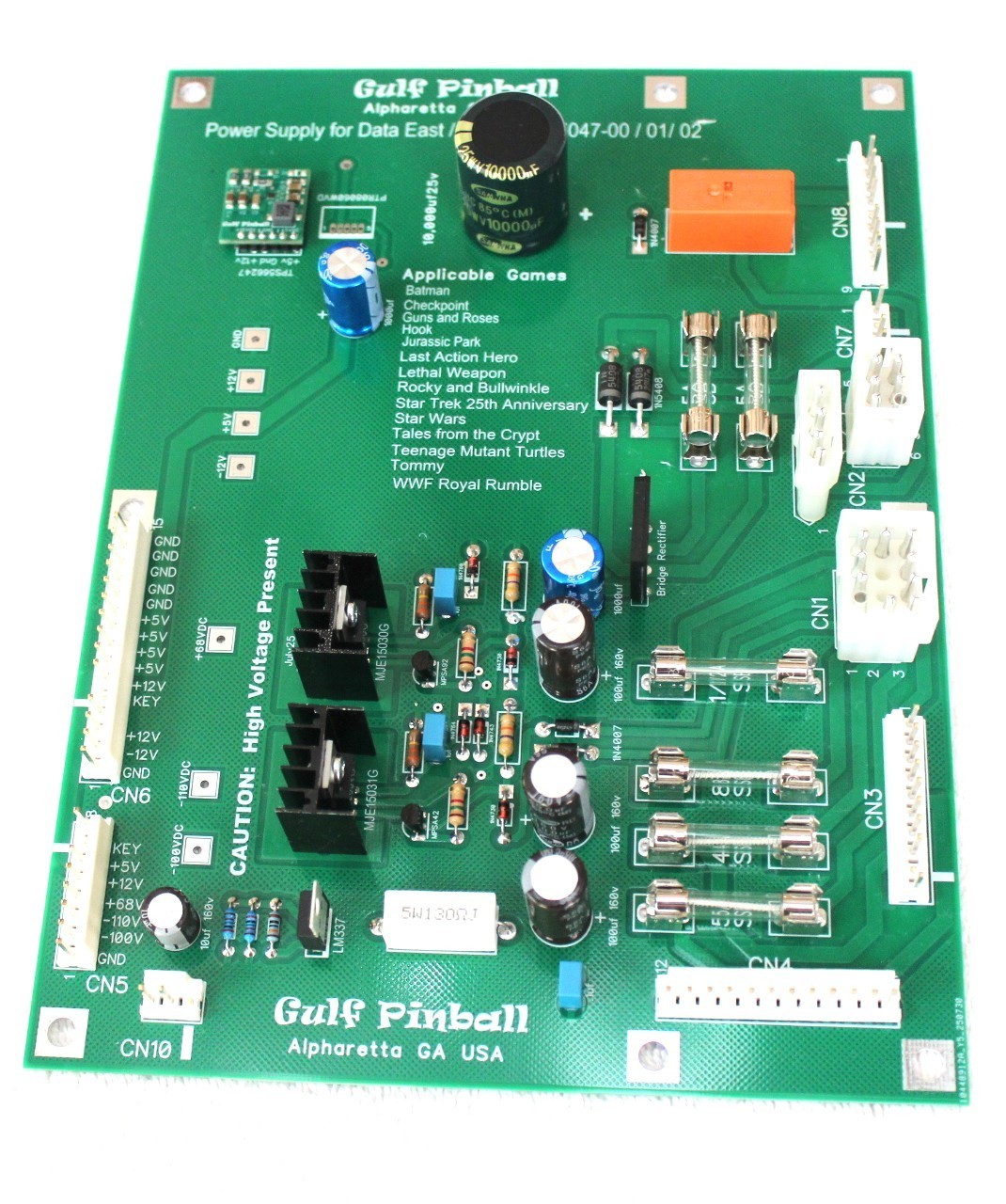 NEW Data East Power Supply Replaces Original Parts 520-5047-00, -01,  and -02
