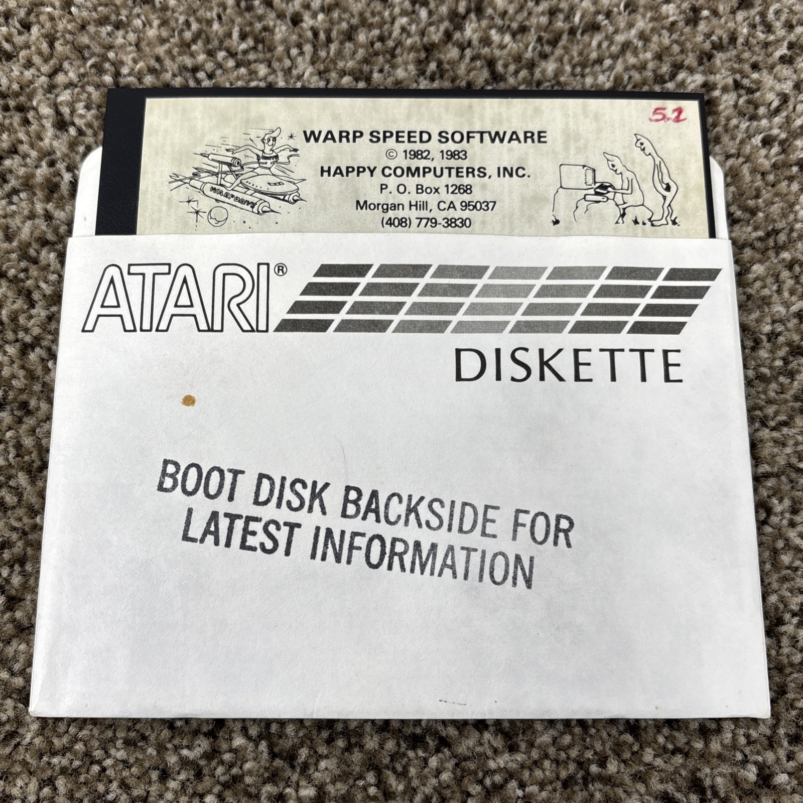 WARP SPEED SOFTWARE - Atari 400/800 Happy Computer Software 5.25" Disk - TESTED!