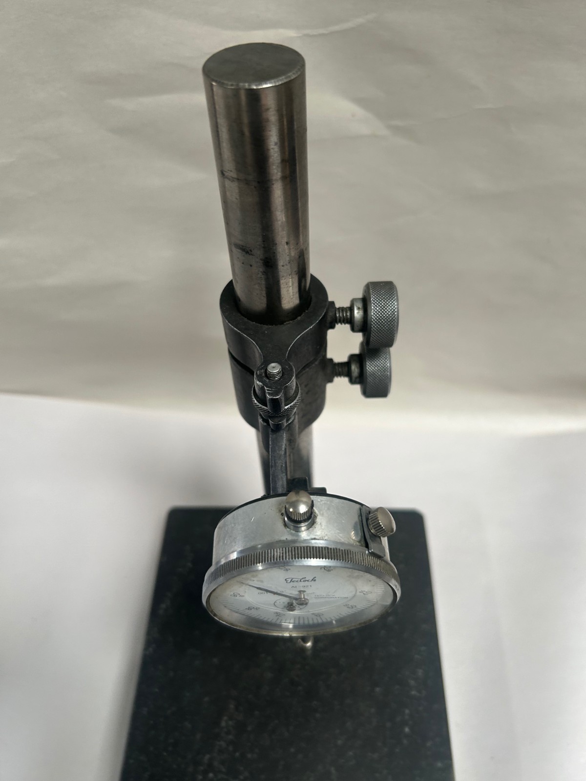 Vintage Teclock Dial Indicator w/ Heavy Granite Indicator Stand Base (D)