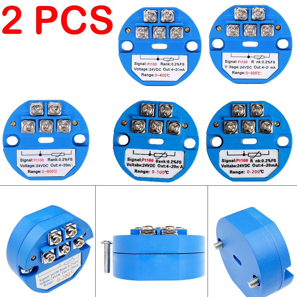 2pcs PT100 0~100°C 200°C RTD SBW Temperature Sensor Transmitter Module 4-20MA