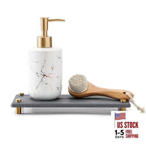 Kitchen Sink Caddy Water Absorbing Stone Drying Tray, 10" x 4" Dark Gray - Gold