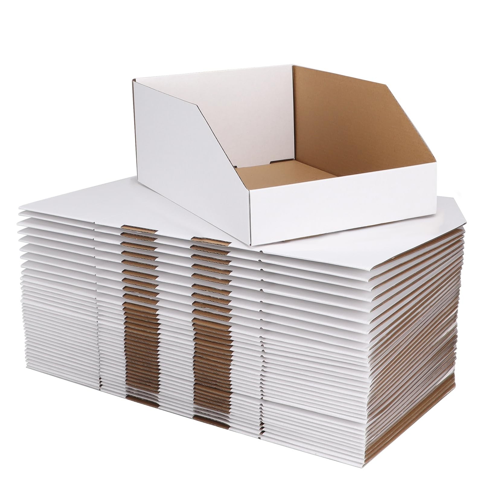 Cardboard Storage Bins Boxes 35 Packs 12x8x4.5 Inches, Easy Assembly Pantry O...