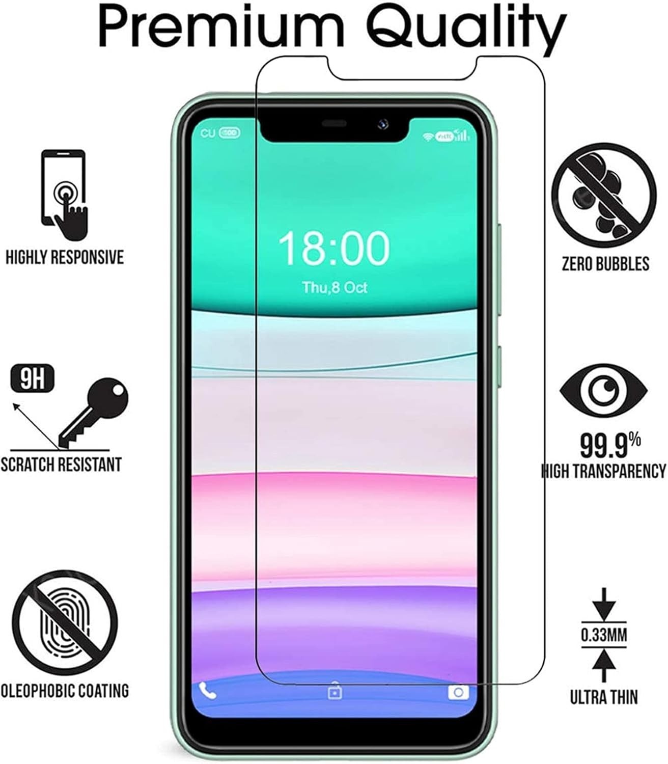 Foxx FOXXD A67L Screen Protector 5 Pack Bubble Free Scratch Resistant