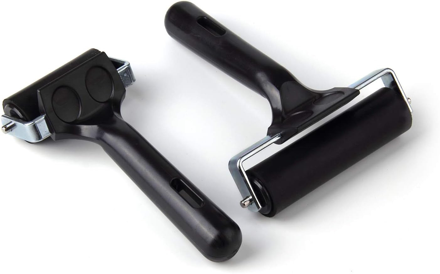 2Pcs Rubber Roller Brayer Rollers Hard Rubber 4 and 2.2 Inch for Printmaking (Bl