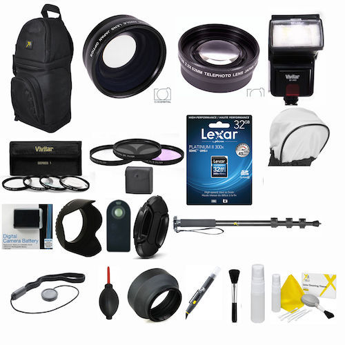 Canon Rebel T5 & EOS 1200D LENS FILTER FLASH 32GB PROFESSIONAL ACCESSORY KIT