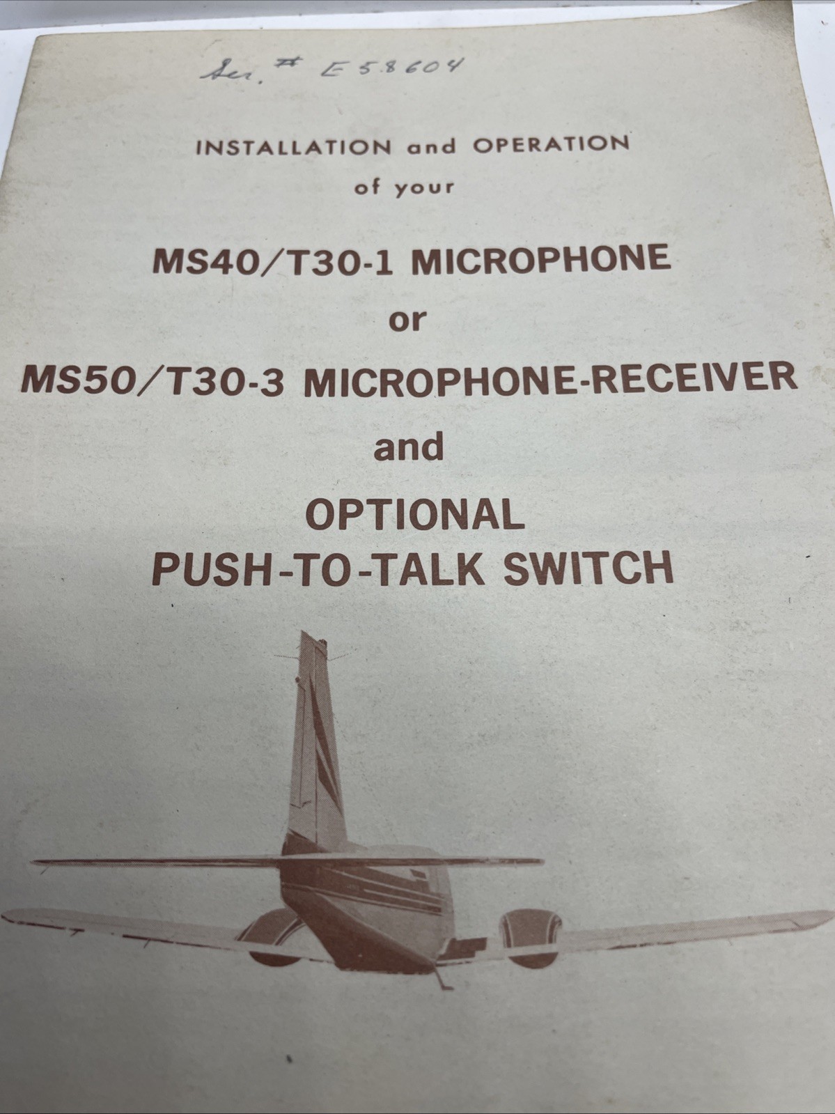 1971 Plantronics Install & Operation Manual MS40/T30-1 & MS50/T30-3 Microphones