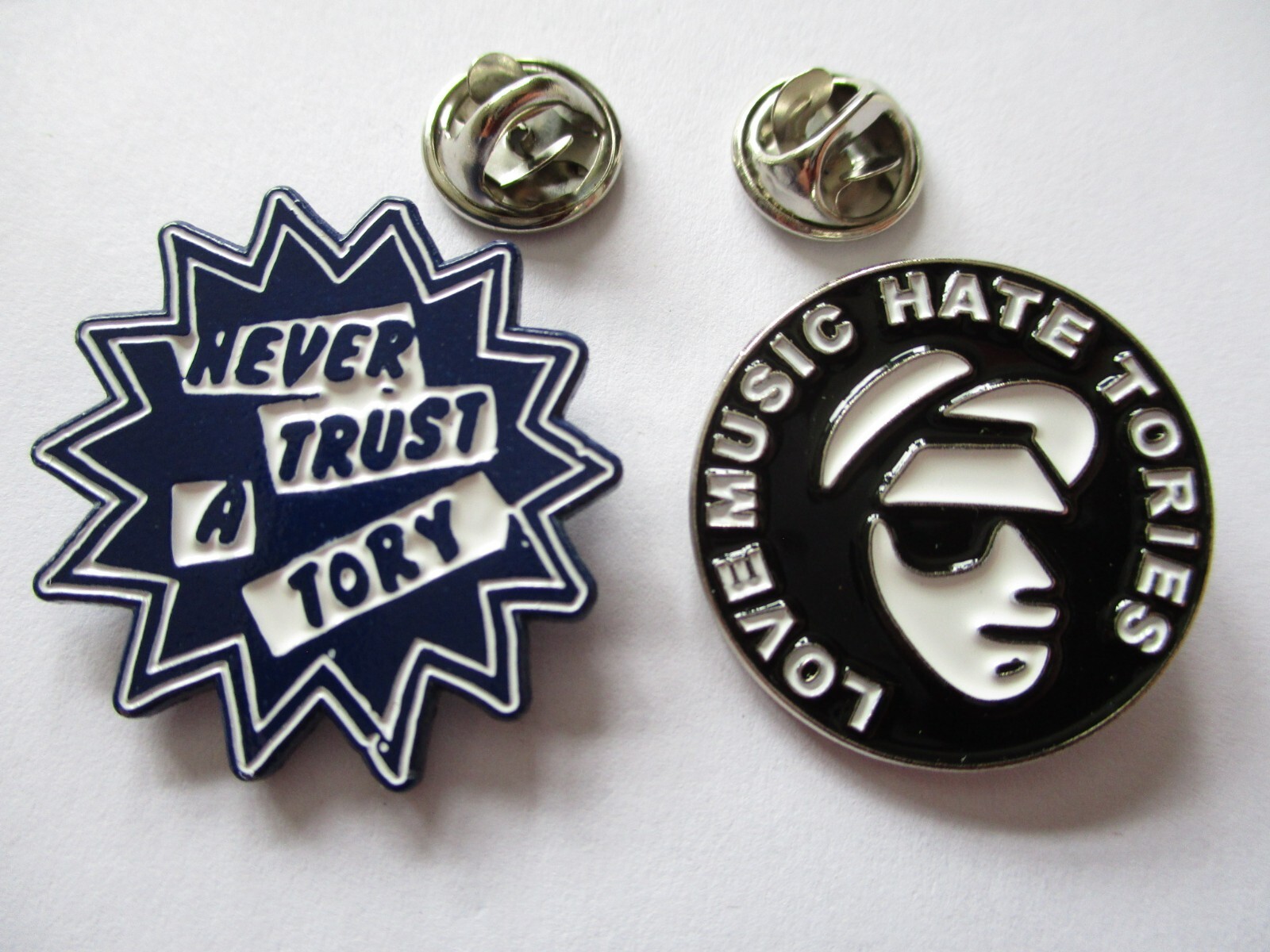 2 x ANTI TORY METAL BADGE enamel pins . your party . green party