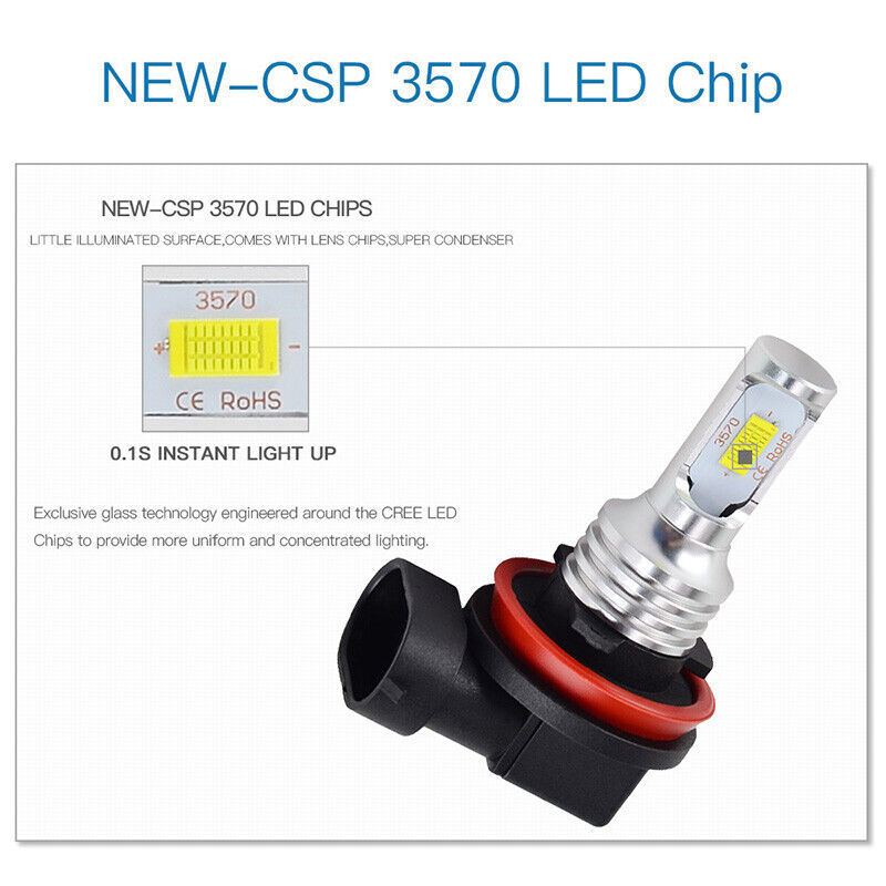 H11 LED Headlight Super Bright Bulbs Kit 6500K White 330000LM HIGH/LOW BEAM
