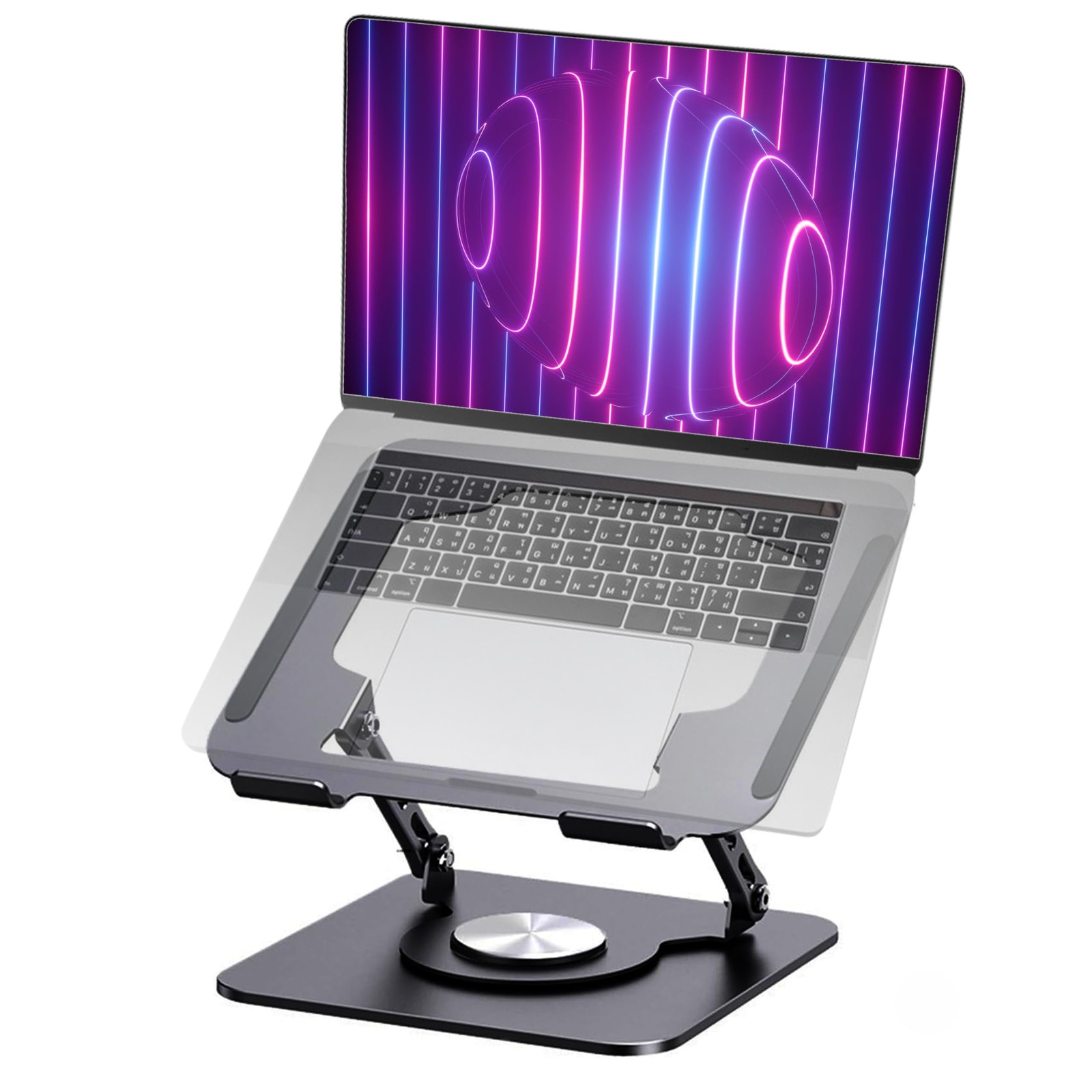 Laptop Stand Grey 360 Rotating Base Foldable Ergonomic Riser Notebook Holder