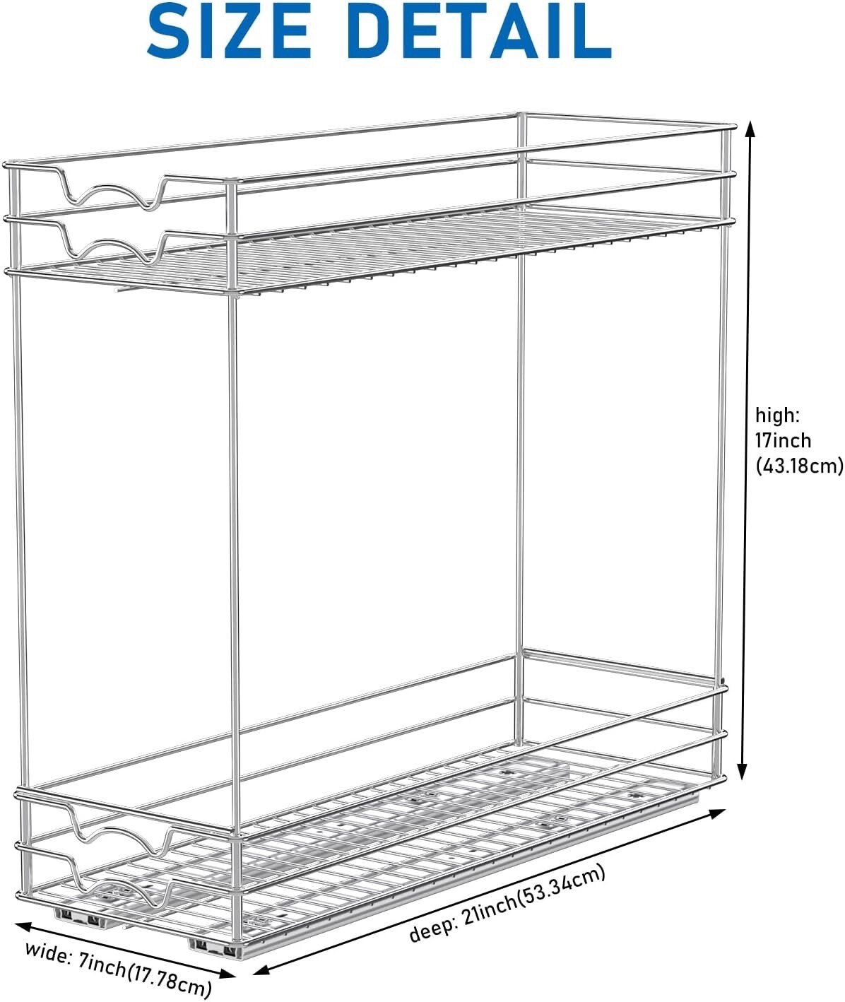 2 Tier Kitchen Cabinet Pull Out Shelf and Drawer Organizer Slide Out