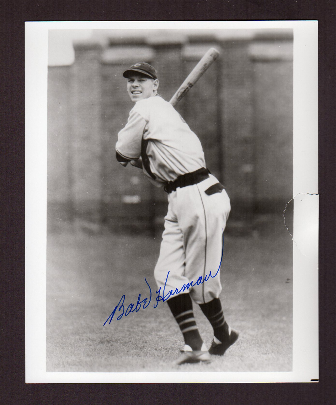 Autograph: BABE HERMAN [1903-1987], Cubs~Reds | 8"x 10" black&white photograph A