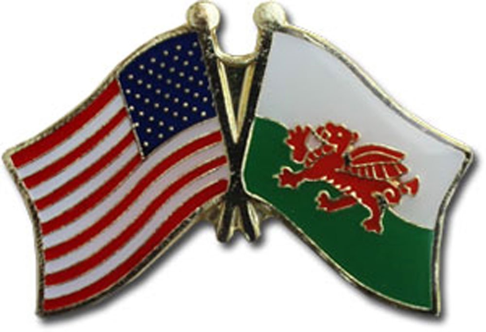 Wholesale Pack of 3 USA American Wales Friendship Flag Hat Cap lapel Pin