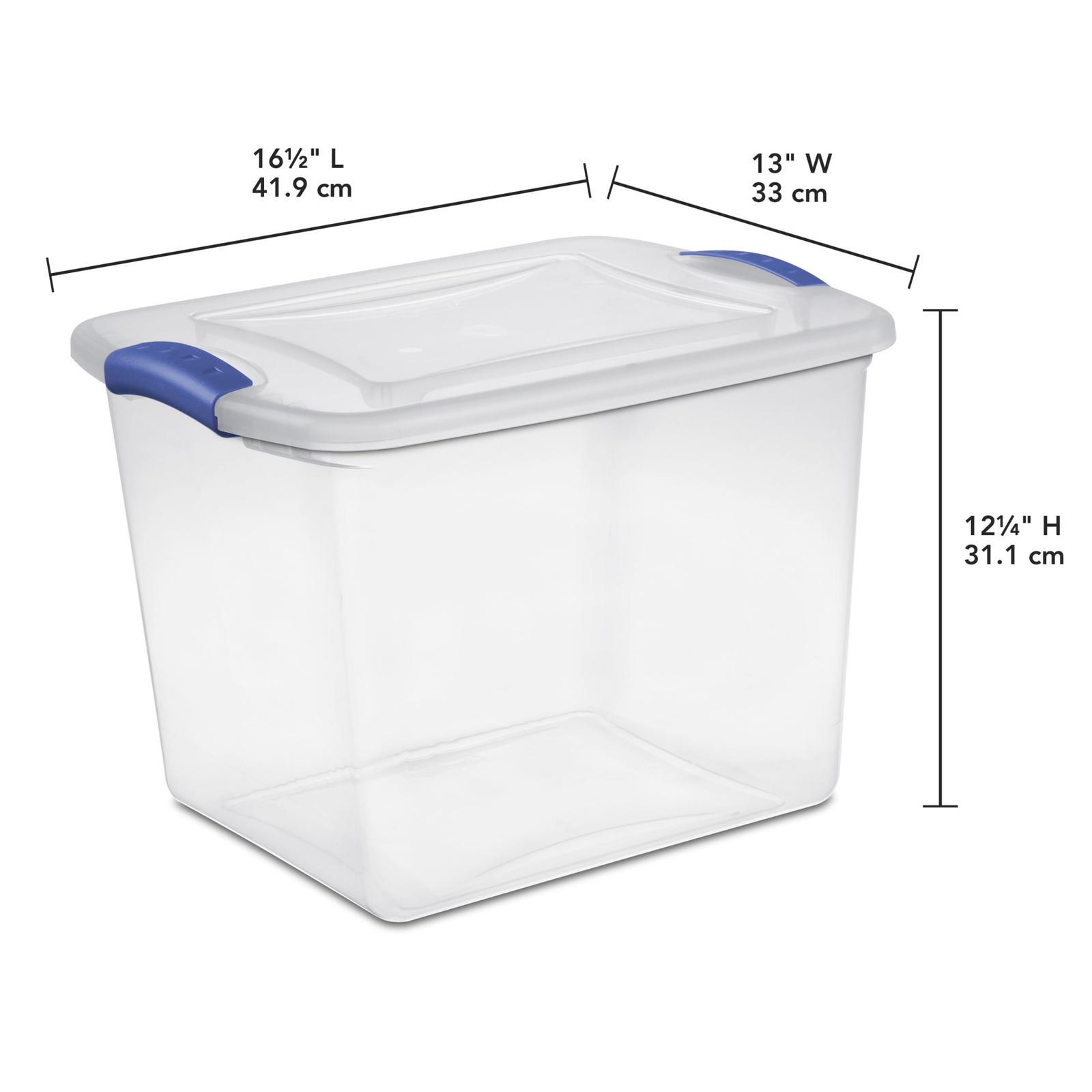 (4 pack) 27 Quart Clear Plastic Storage Container with Latch Lid, Blue