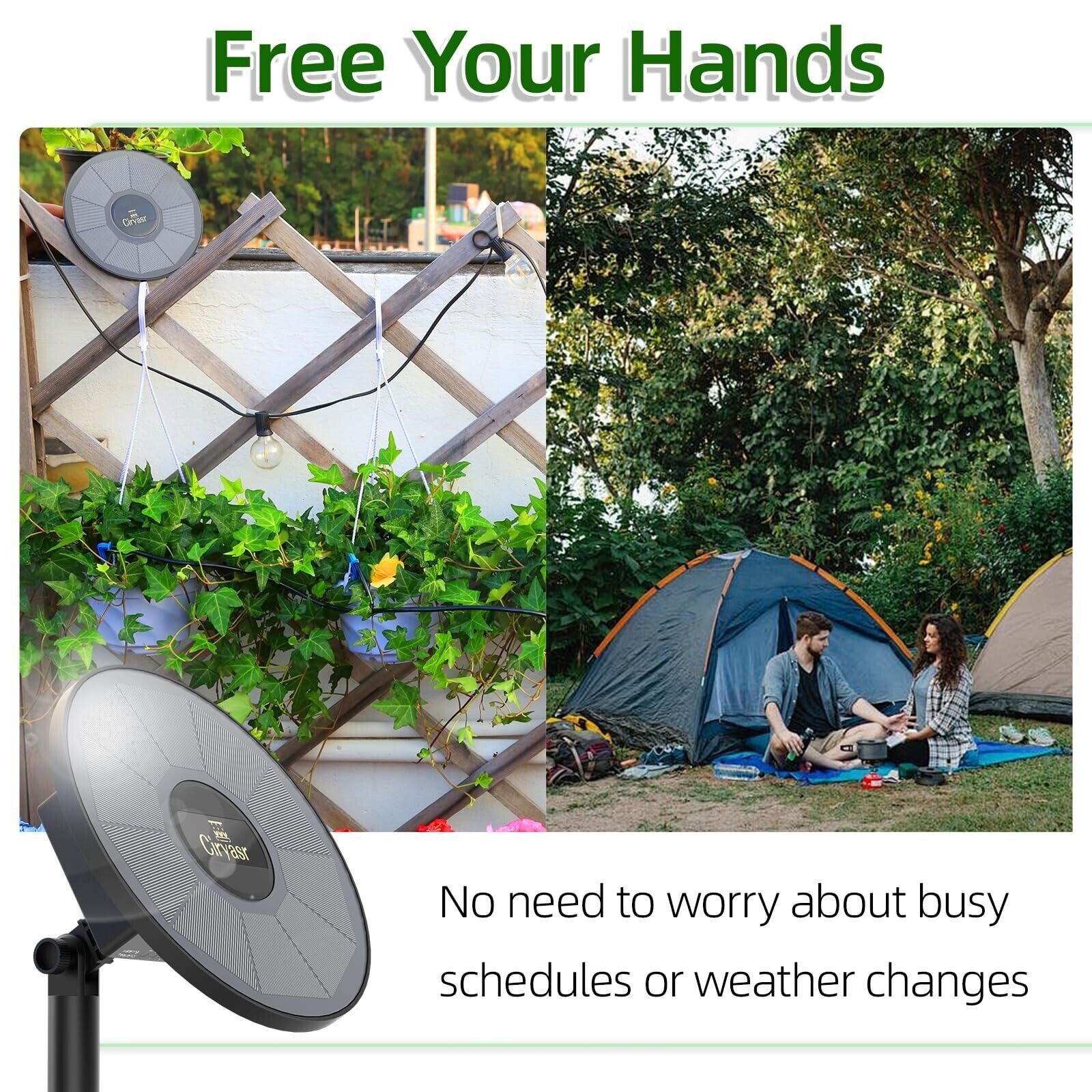 50ft Solar Drip Irrigation Automatic Watering System 2200mAh Battery 6 Timer